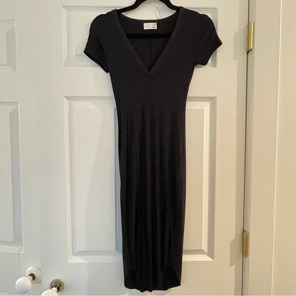 Wilfred Black Midi V-Neck Dress
